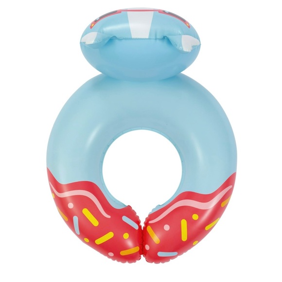 Bluescape Blue Donut Dog Split Inflatable Swim Ring Pool Float for Kids - Picture 4 of 5